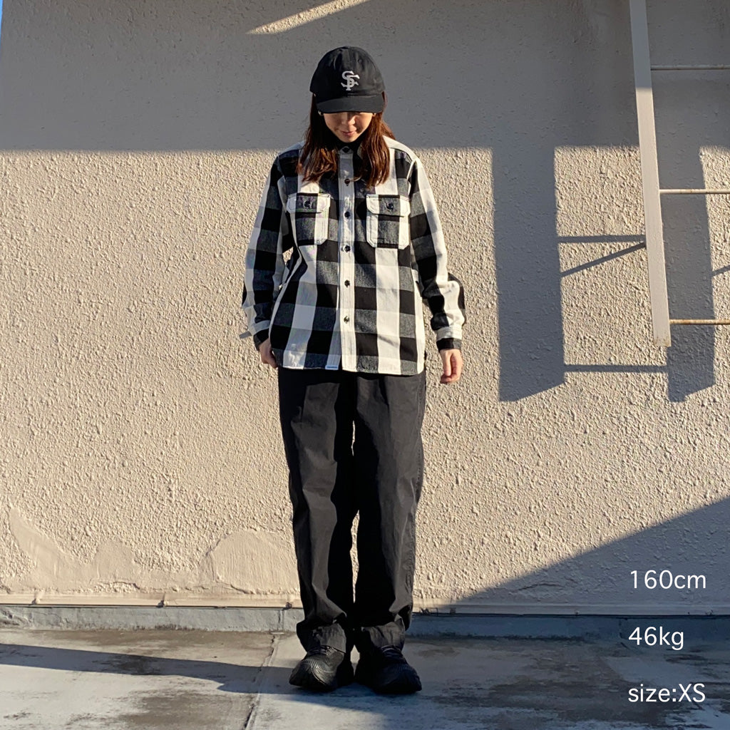 SASSAFRAS『GARDENER SHIRT(CLASSIC FLANNEL)』(WHITE/BLACK)