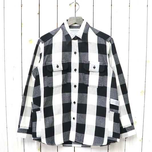 SASSAFRAS『GARDENER SHIRT(CLASSIC FLANNEL)』(WHITE/BLACK)