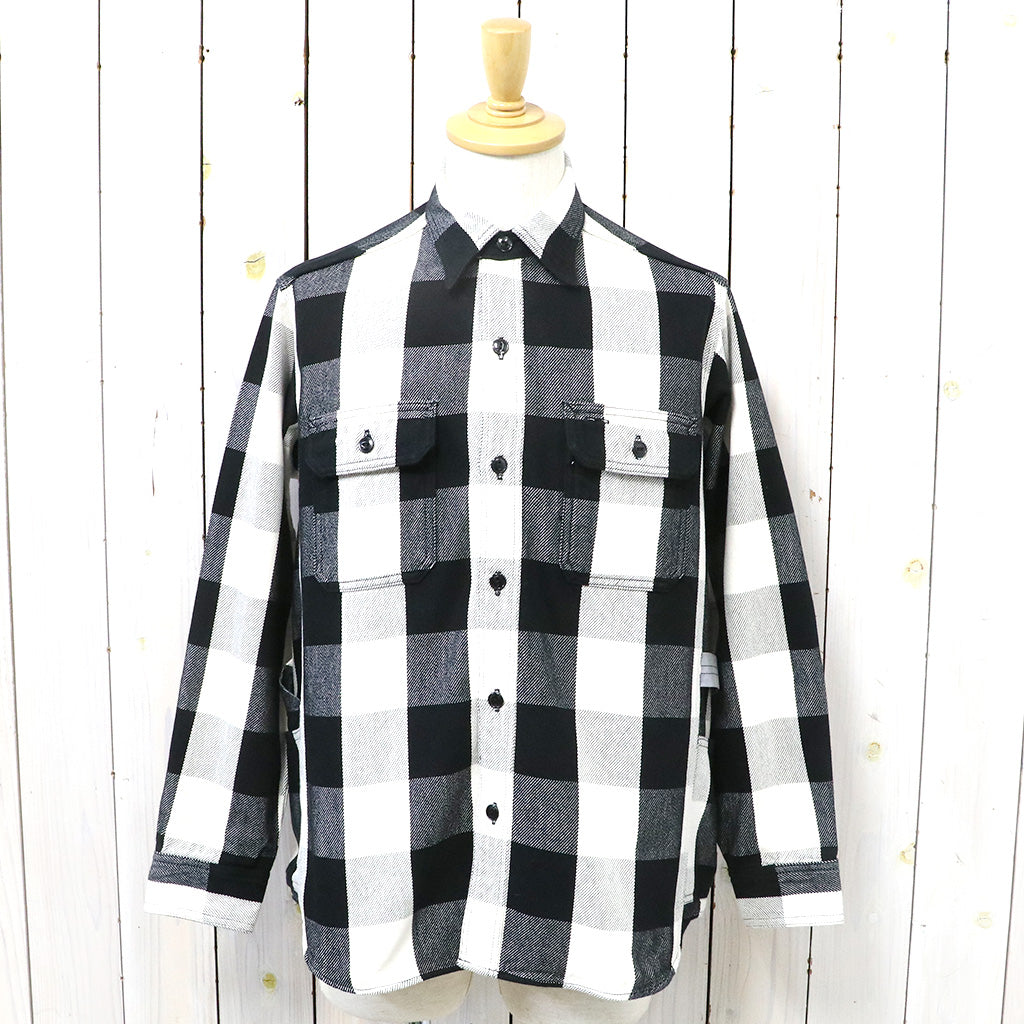 SASSAFRAS『GARDENER SHIRT(CLASSIC FLANNEL)』(WHITE/BLACK)