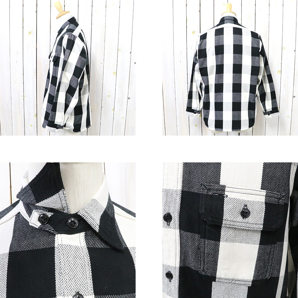 SASSAFRAS『GARDENER SHIRT(CLASSIC FLANNEL)』(WHITE/BLACK)
