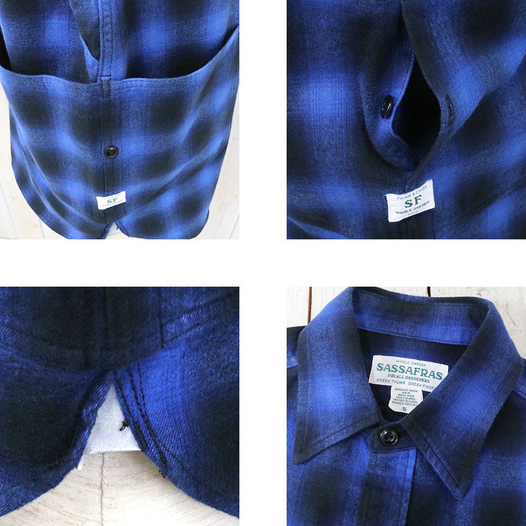 SASSAFRAS『DIGGIN SHIRT(HOMBRE CHECK)』(BLUE/BLACK)