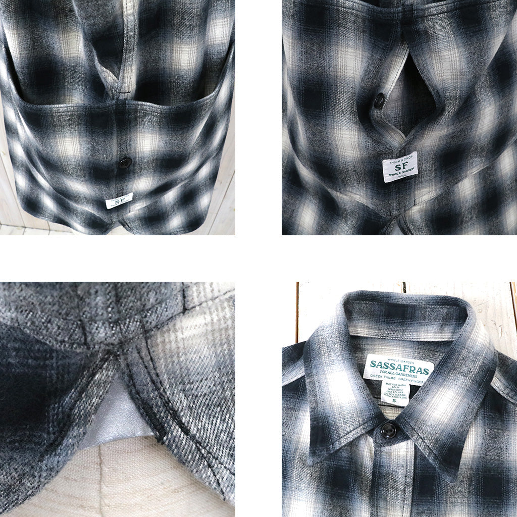 SASSAFRAS『DIGGIN SHIRT(HOMBRE CHECK)』(WHITE/BLACK)