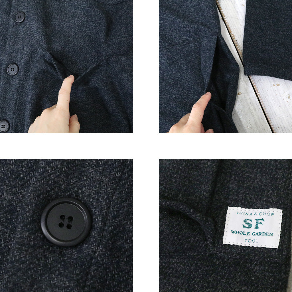 SASSAFRAS『DIGS CREW CARDE JACKET(TWEEDY COTTON)』(BLACK)