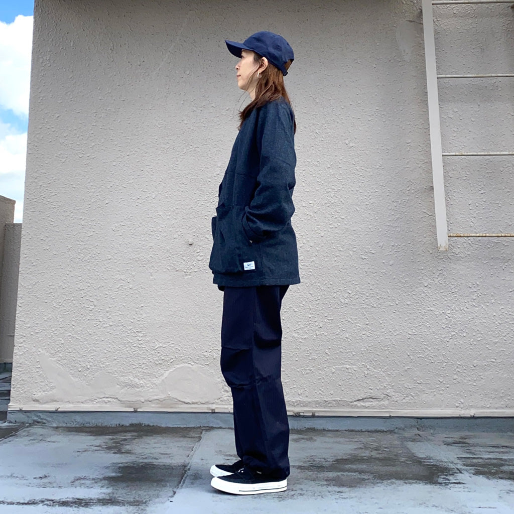SASSAFRAS『DIGS CREW CARDE JACKET(TWEEDY COTTON)』(NAVY)