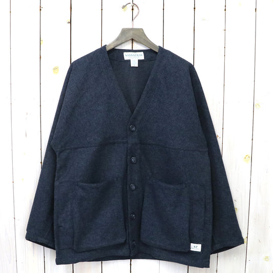 SASSAFRAS『DIGS CREW CARDE JACKET(TWEEDY COTTON)』(NAVY)