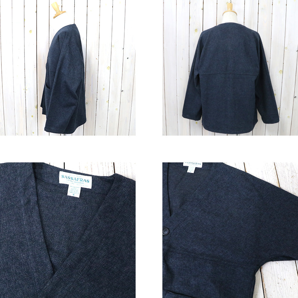 SASSAFRAS『DIGS CREW CARDE JACKET(TWEEDY COTTON)』(NAVY)