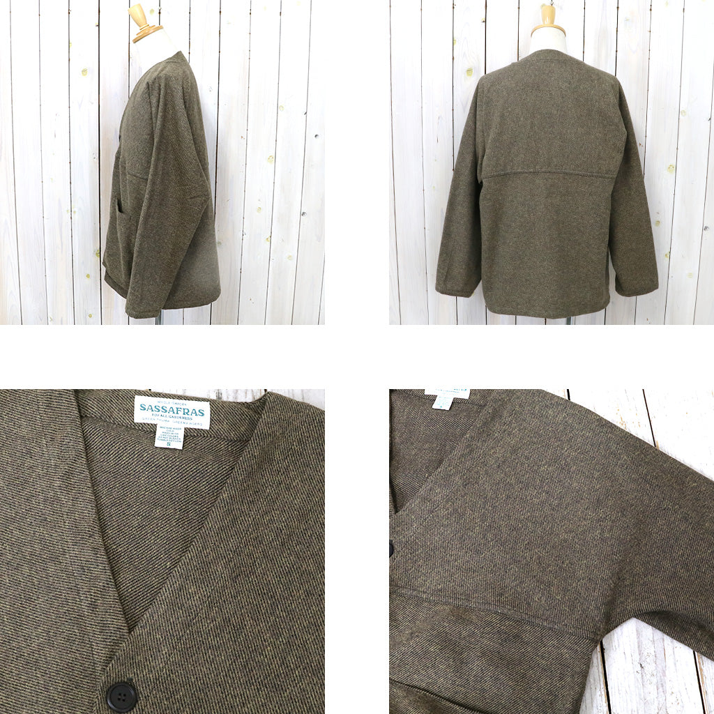 SASSAFRAS『DIGS CREW CARDE JACKET(TWEEDY COTTON)』(BEIGE)