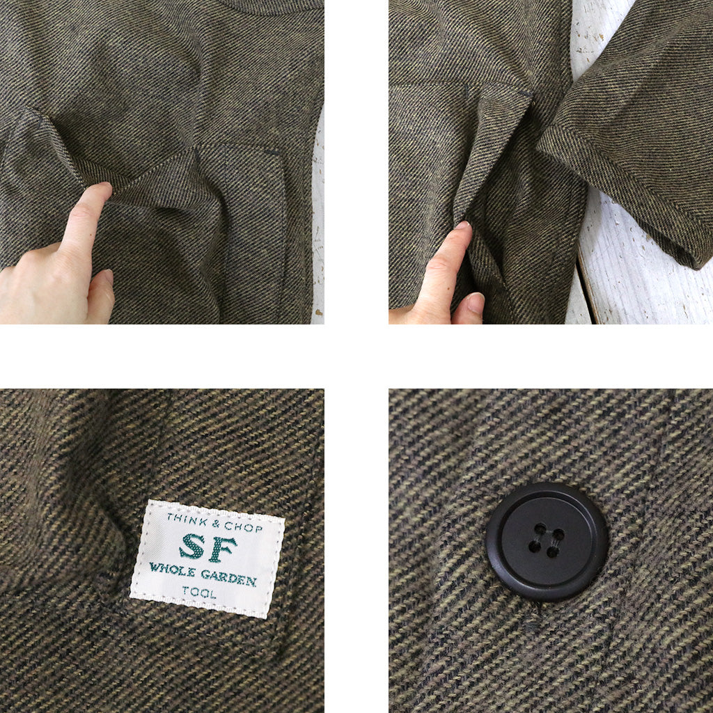 SASSAFRAS『DIGS CREW CARDE JACKET(TWEEDY COTTON)』(BEIGE)