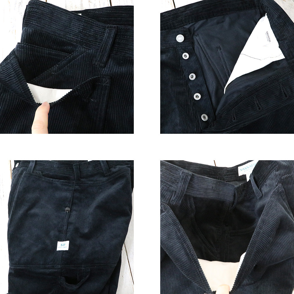 SASSAFRAS『FALL LEAF GARDENER PANTS(9W CORDUROY)』(BLACK)