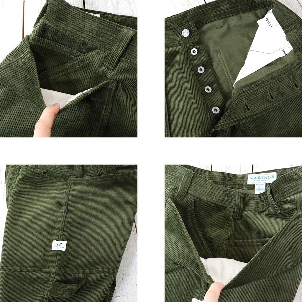 SASSAFRAS『FALL LEAF GARDENER PANTS(9W CORDUROY)』(OLIVE)