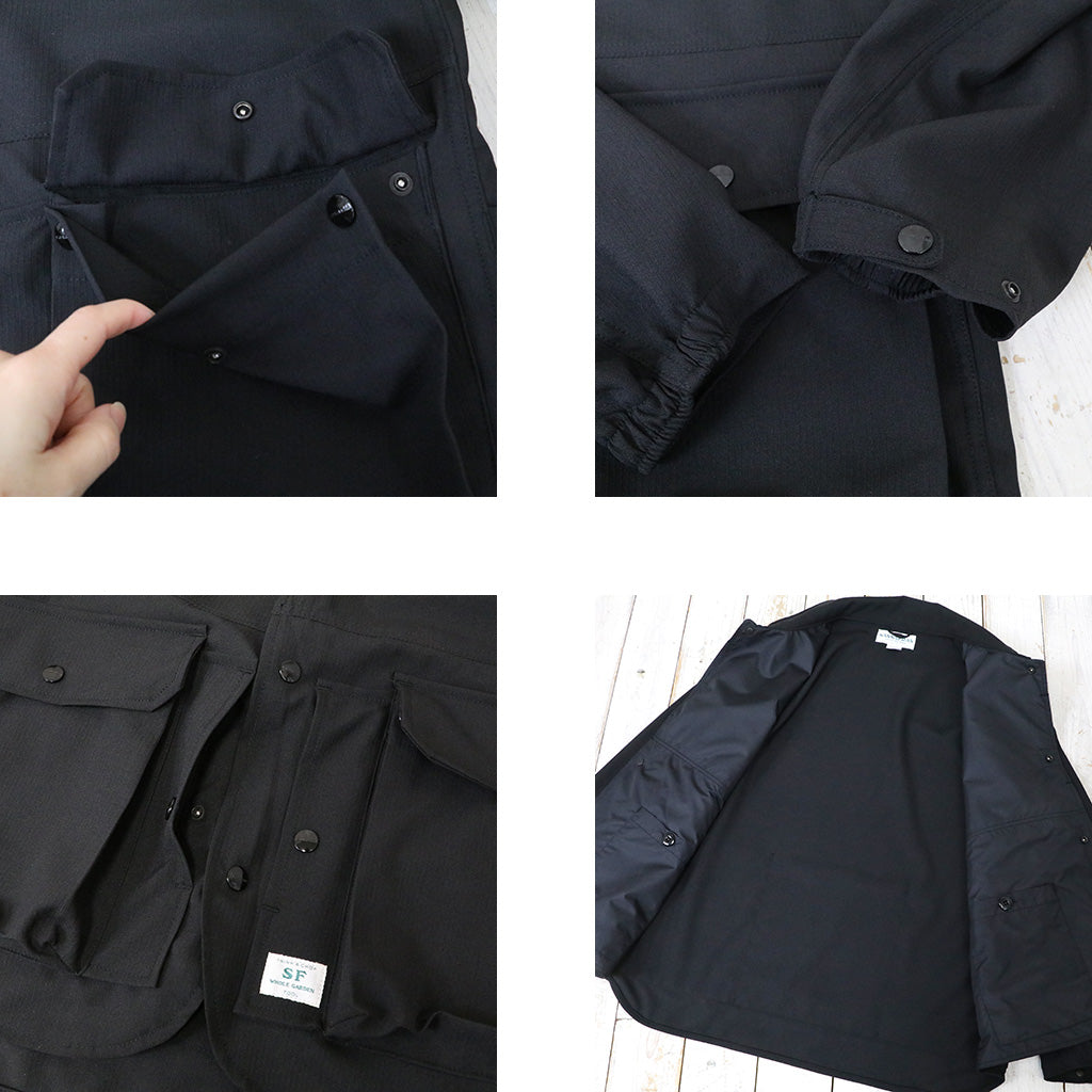 SASSAFRAS『CULTIVATOR JACKET(WOOL LIKE TROPICAL)』(BLACK)