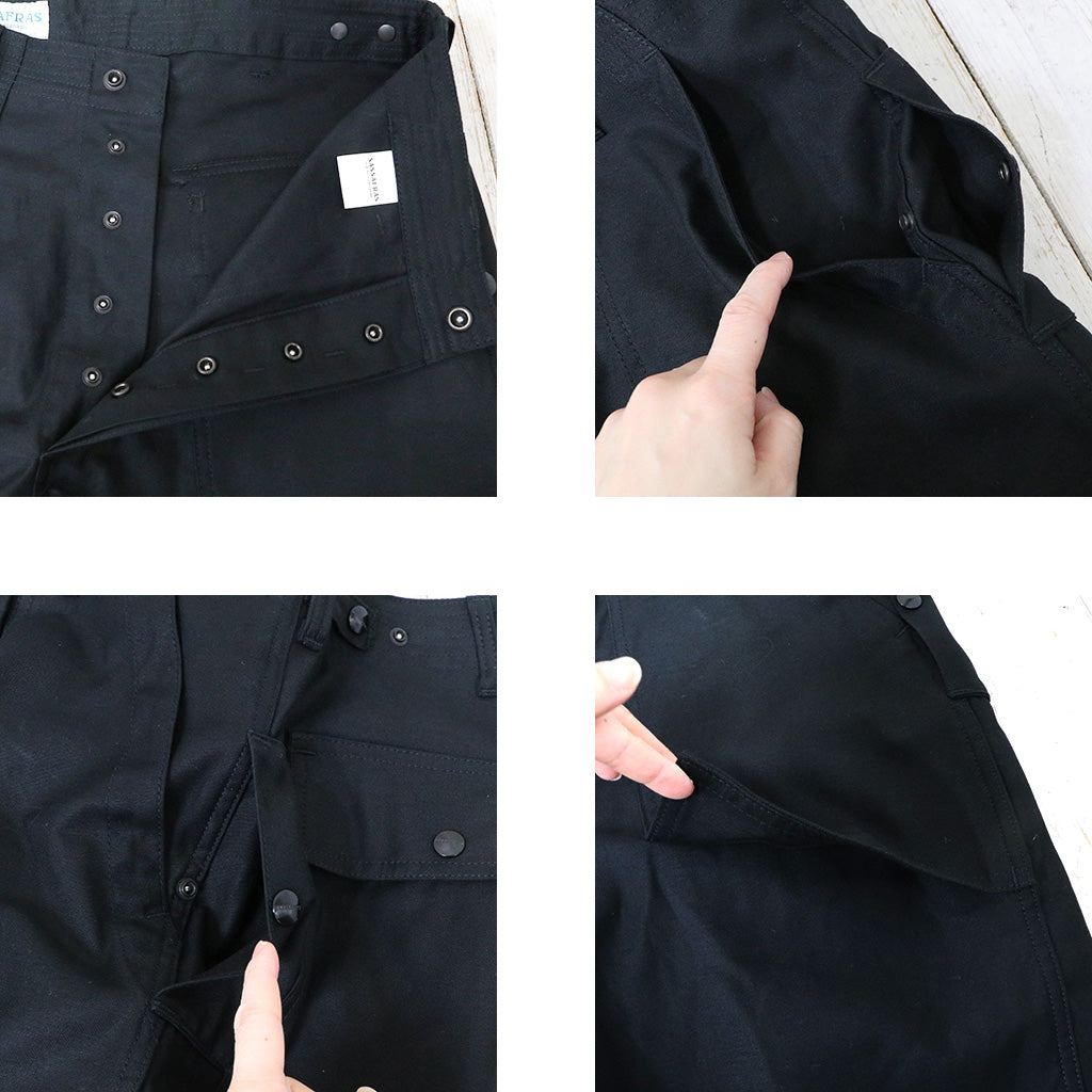 SASSAFRAS『FS CULTIVATOR PANTS(BACK SATIN)』(BLACK)