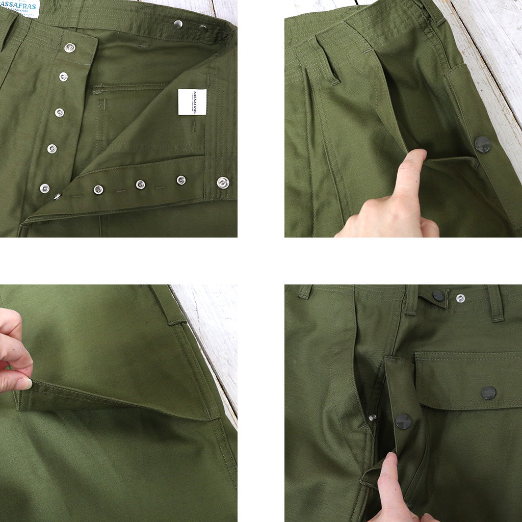 SASSAFRAS『FS CULTIVATOR PANTS(BACK SATIN)』(OLIVE)