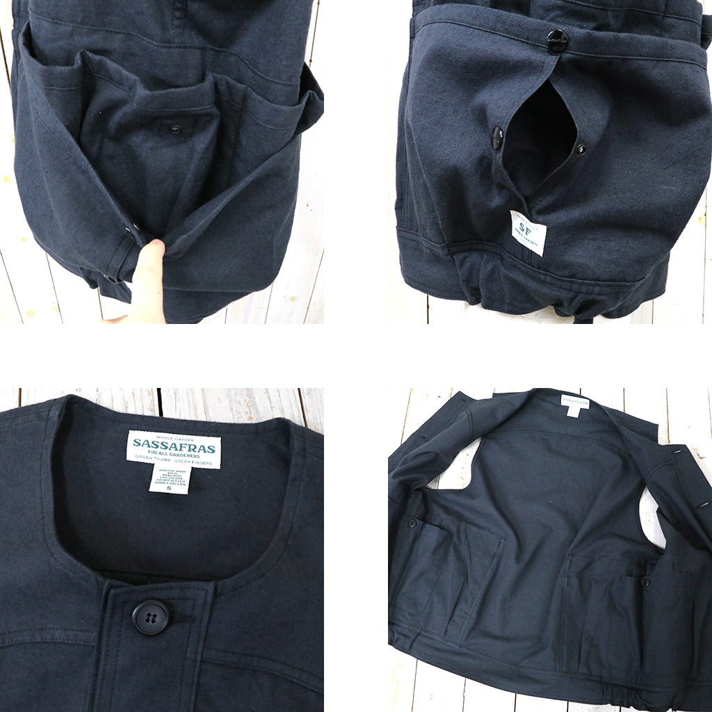 SASSAFRAS『OVERGROWN HIKER VEST(L/R COTTON CANVAS)』(BLACK)