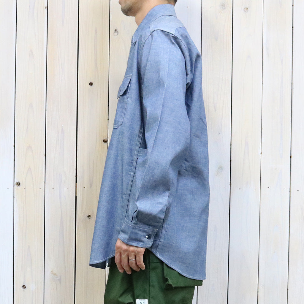 SASSAFRAS『GARDENER SHIRT(5oz CHAMBRAY)』(BLUE)