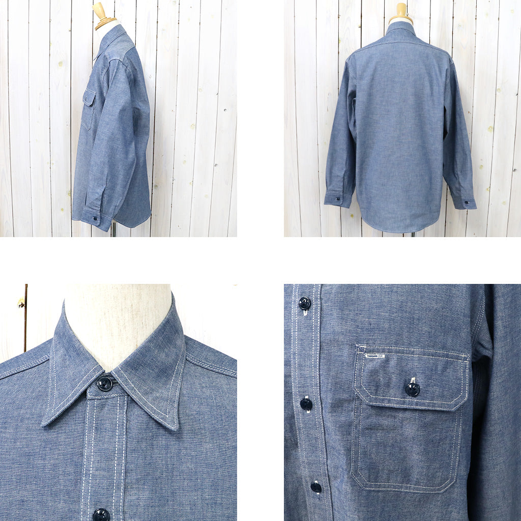 SASSAFRAS『GARDENER SHIRT(5oz CHAMBRAY)』(BLUE)