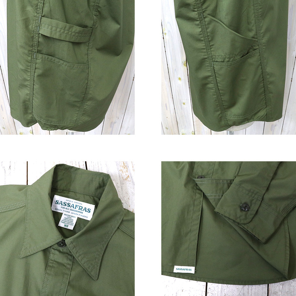 SASSAFRAS『GARDENER SHIRT(SUPIMA TYPEWRITER)』(OLIVE)