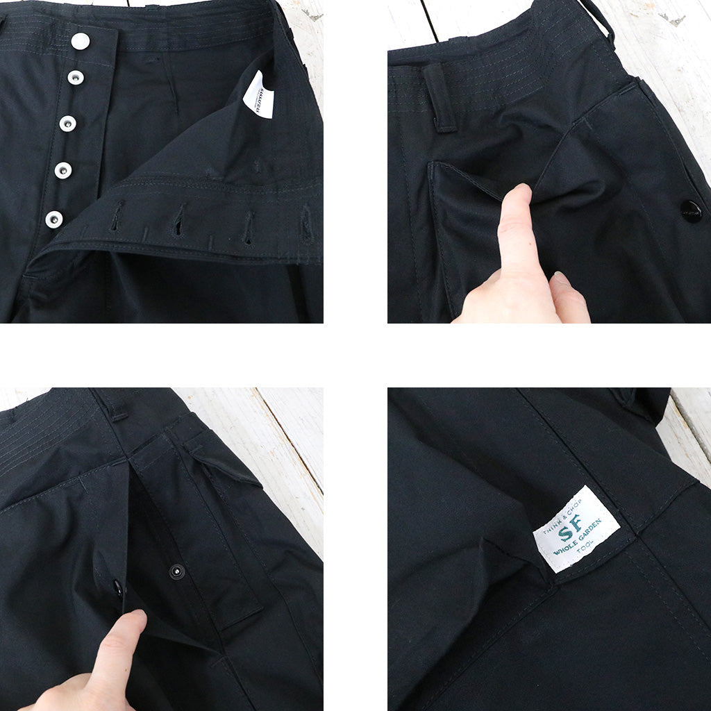 SASSAFRAS『DIGS CREW PANTS 4/5(WEATHER)』(BLACK)