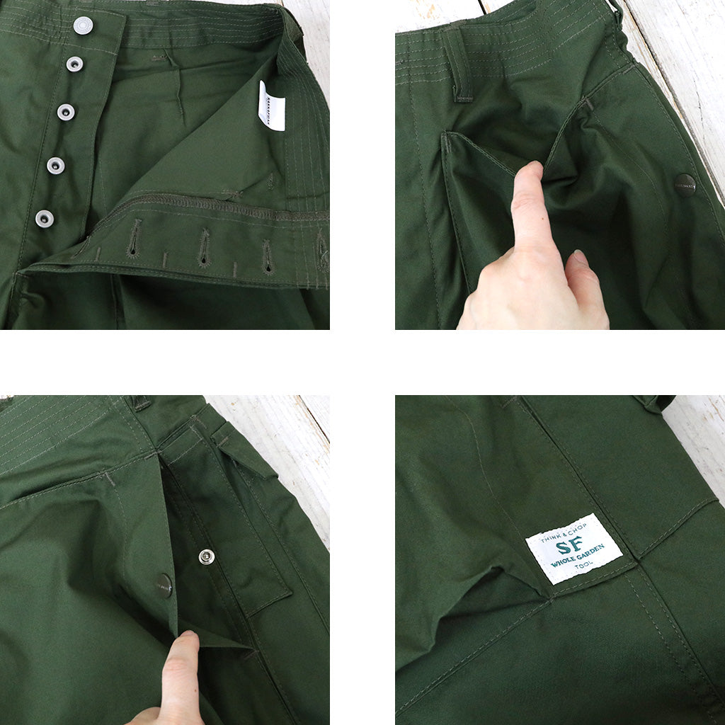 SASSAFRAS『DIGS CREW PANTS 4/5(WEATHER)』(OLIVE)
