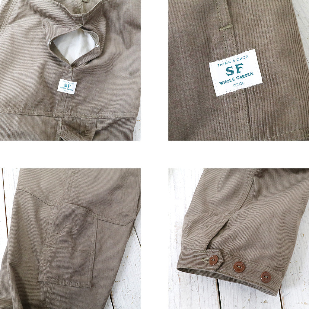 SASSAFRAS『FALL LEAF GARDENER PANTS 4/5(12W ORGANIC CORDUROY)』(BROWN)