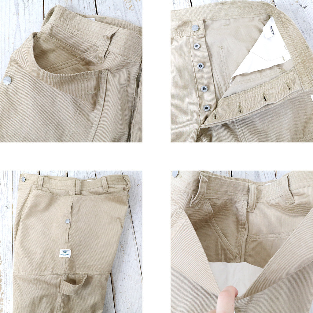 SASSAFRAS『FALL LEAF GARDENER PANTS 4/5(12W ORGANIC CORDUROY)』(BEIGE)