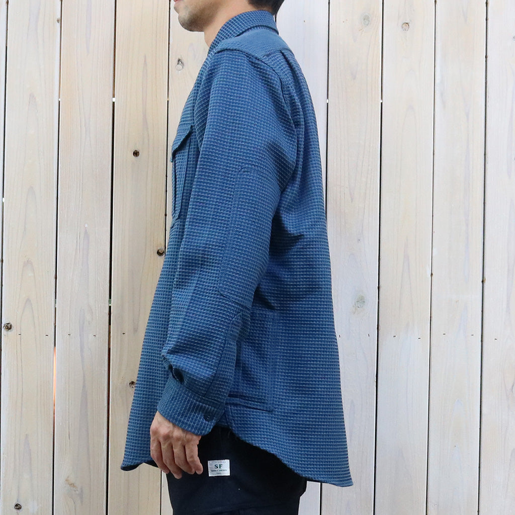 SASSAFRAS『BOTANICAL SCOUT SHIRT(COTTON WAFFLE)』(INDIGO)