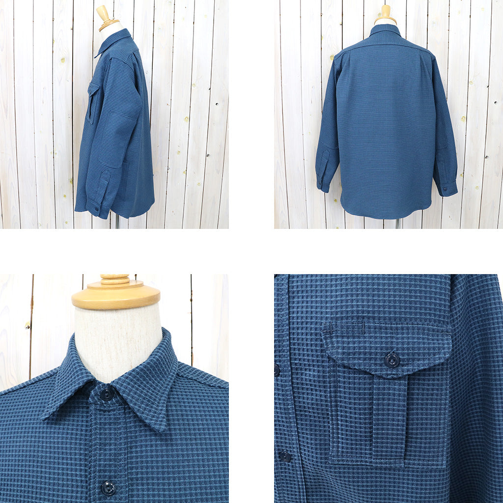 SASSAFRAS『BOTANICAL SCOUT SHIRT(COTTON WAFFLE)』(INDIGO)