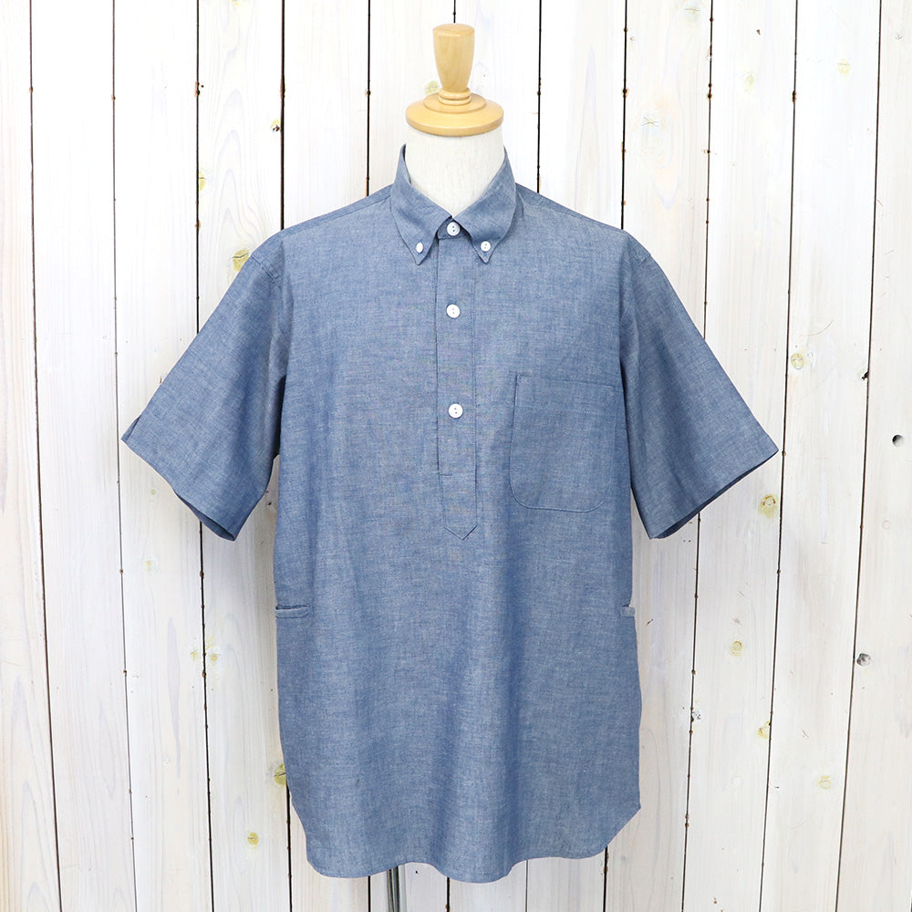 SASSAFRAS『WHEEL BARROW SHELL SHIRT 1/2(5oz CHAMBRAY)』(BLUE)