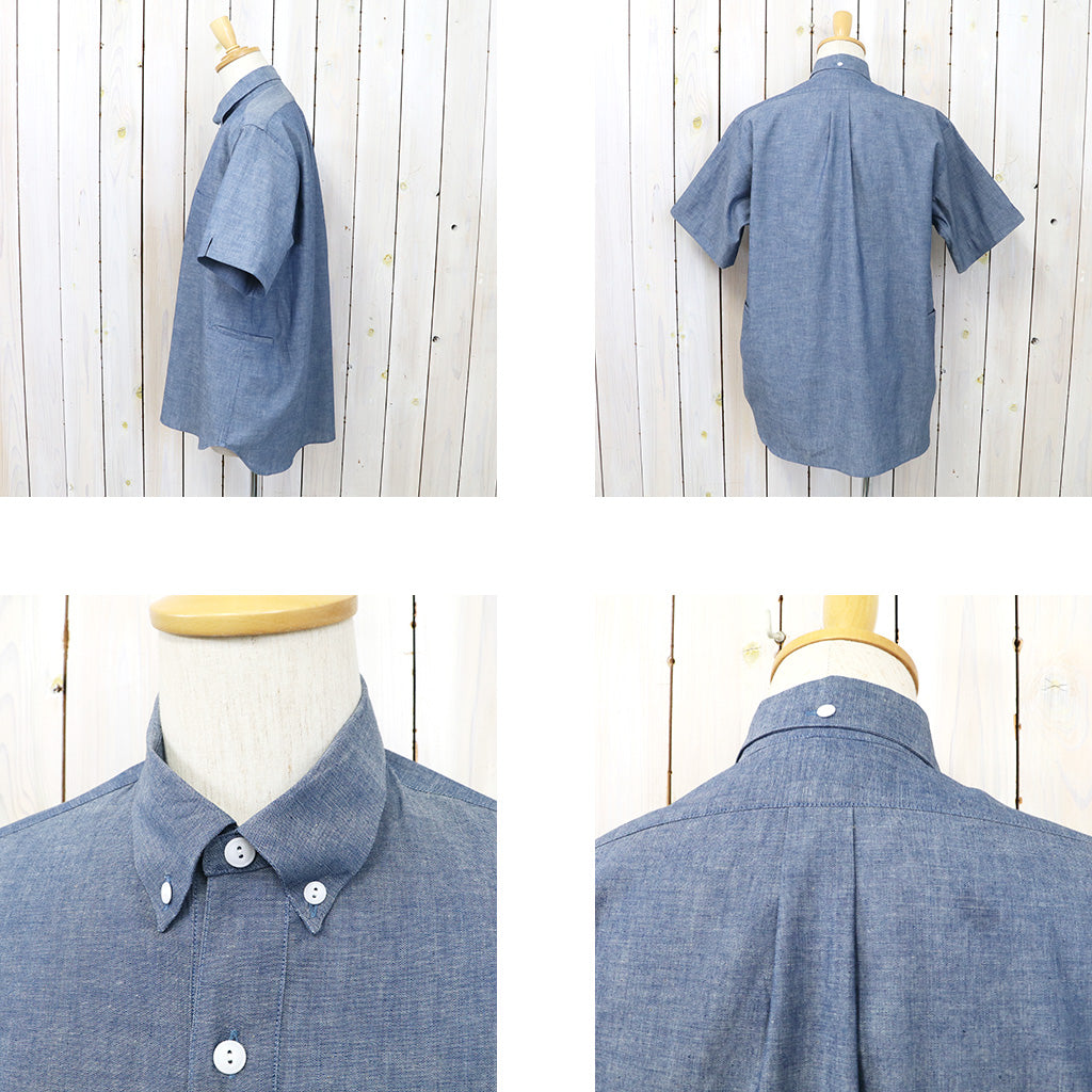 SASSAFRAS『WHEEL BARROW SHELL SHIRT 1/2(5oz CHAMBRAY)』(BLUE)