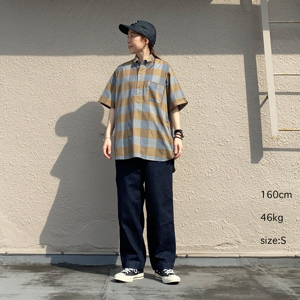 SASSAFRAS『WHEEL BARROW SHELL SHIRT 1/2(BLOCK CHECK)』(BEIGE CHECK)