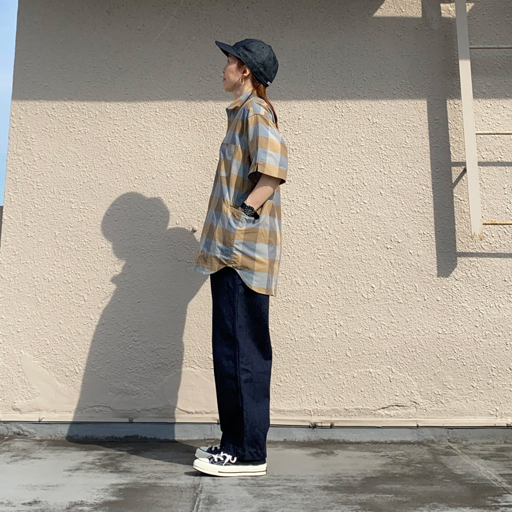 SASSAFRAS『WHEEL BARROW SHELL SHIRT 1/2(BLOCK CHECK)』(BEIGE CHECK)