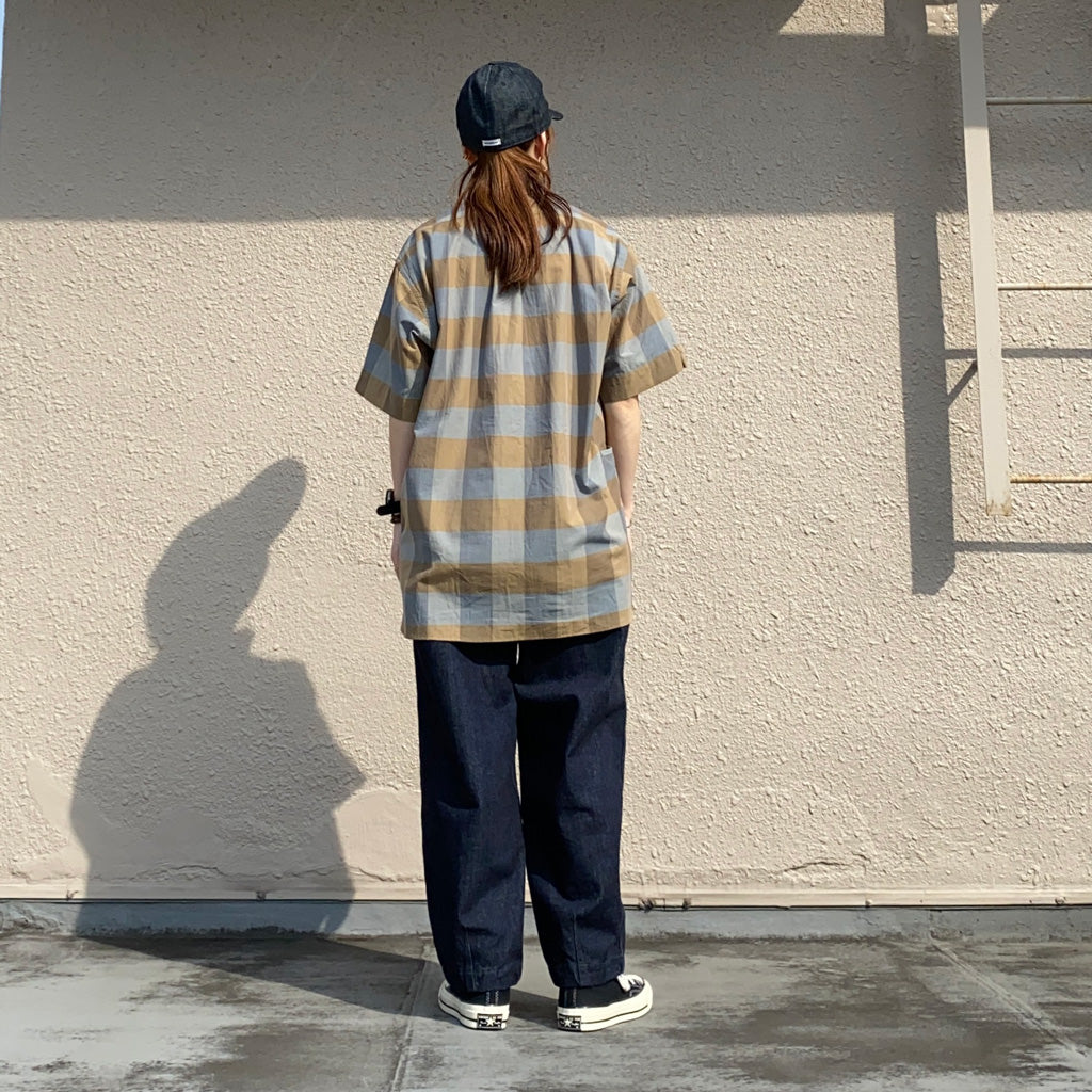 SASSAFRAS『WHEEL BARROW SHELL SHIRT 1/2(BLOCK CHECK)』(BEIGE CHECK)
