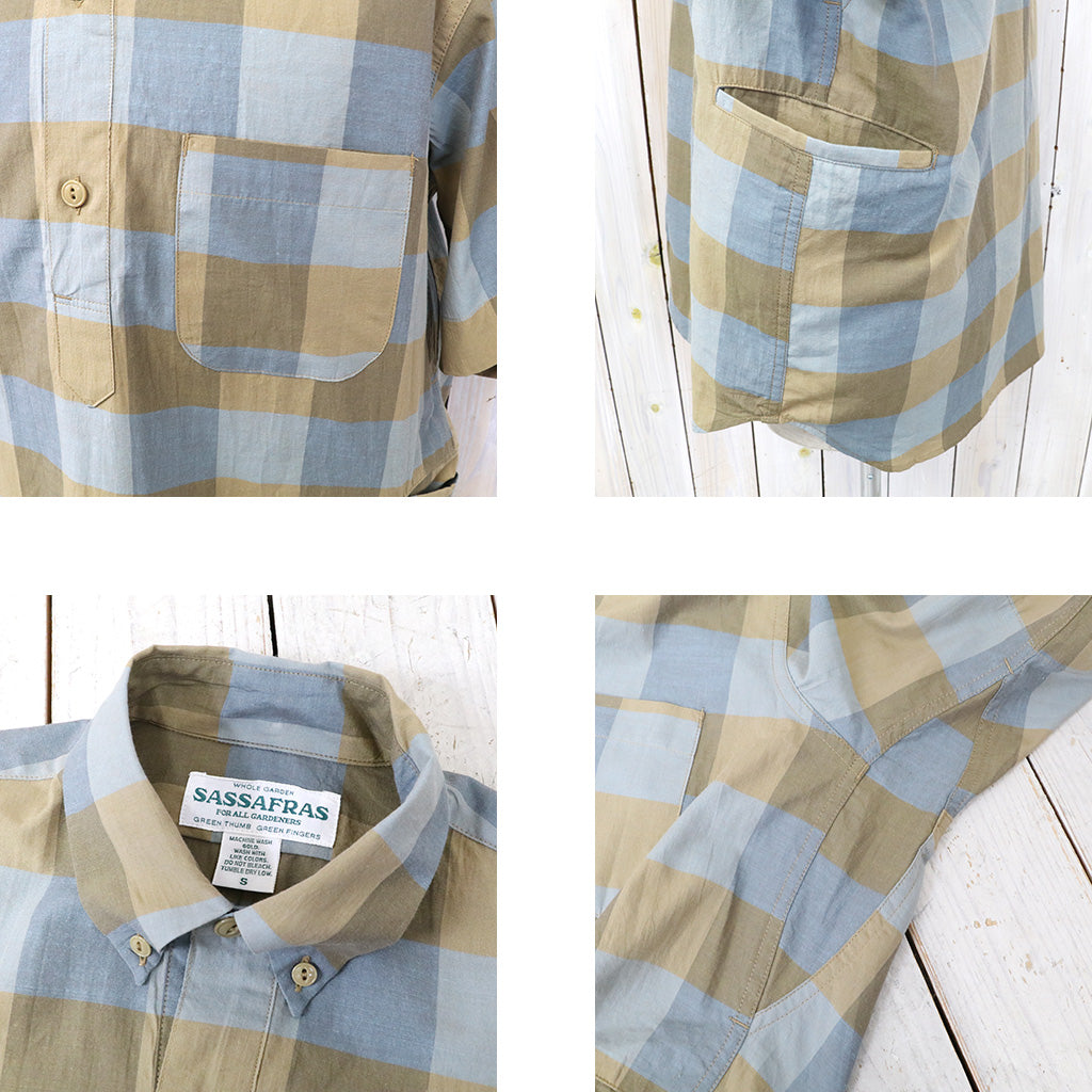 SASSAFRAS『WHEEL BARROW SHELL SHIRT 1/2(BLOCK CHECK)』(BEIGE CHECK)