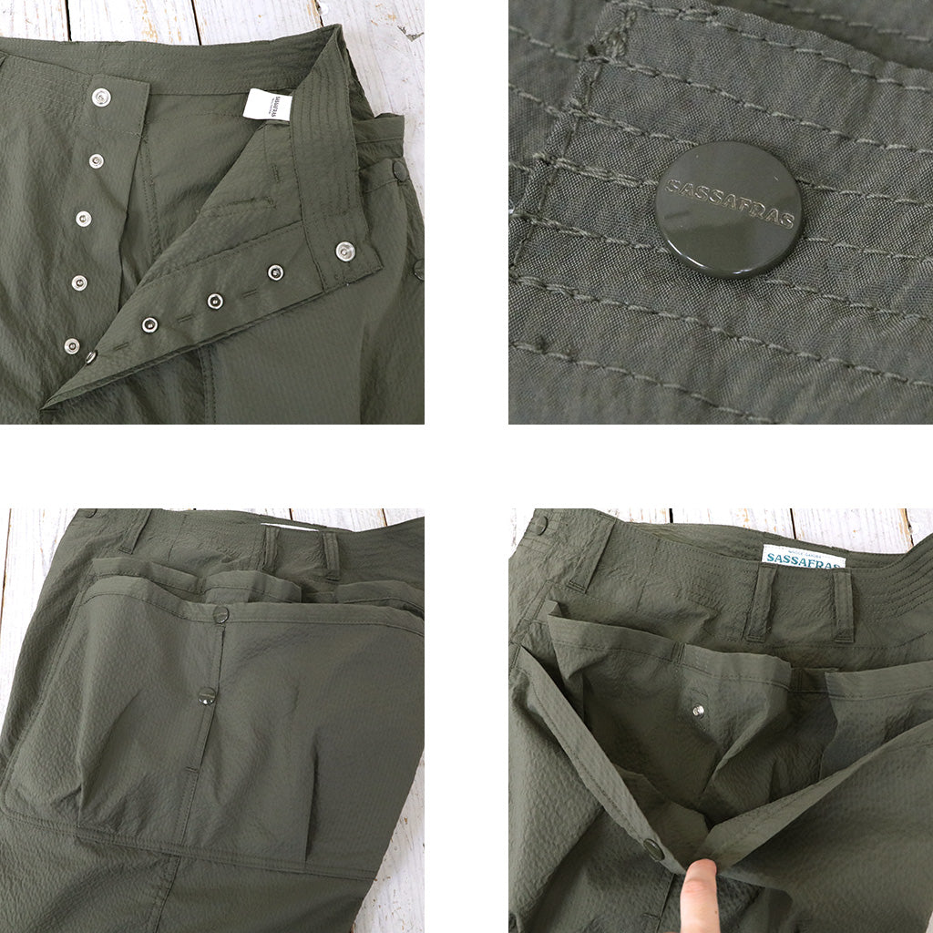 SASSAFRAS『OVERGROWN HIKER PANTS 1/2(COOL MAX SUCKER)』(OLIVE)
