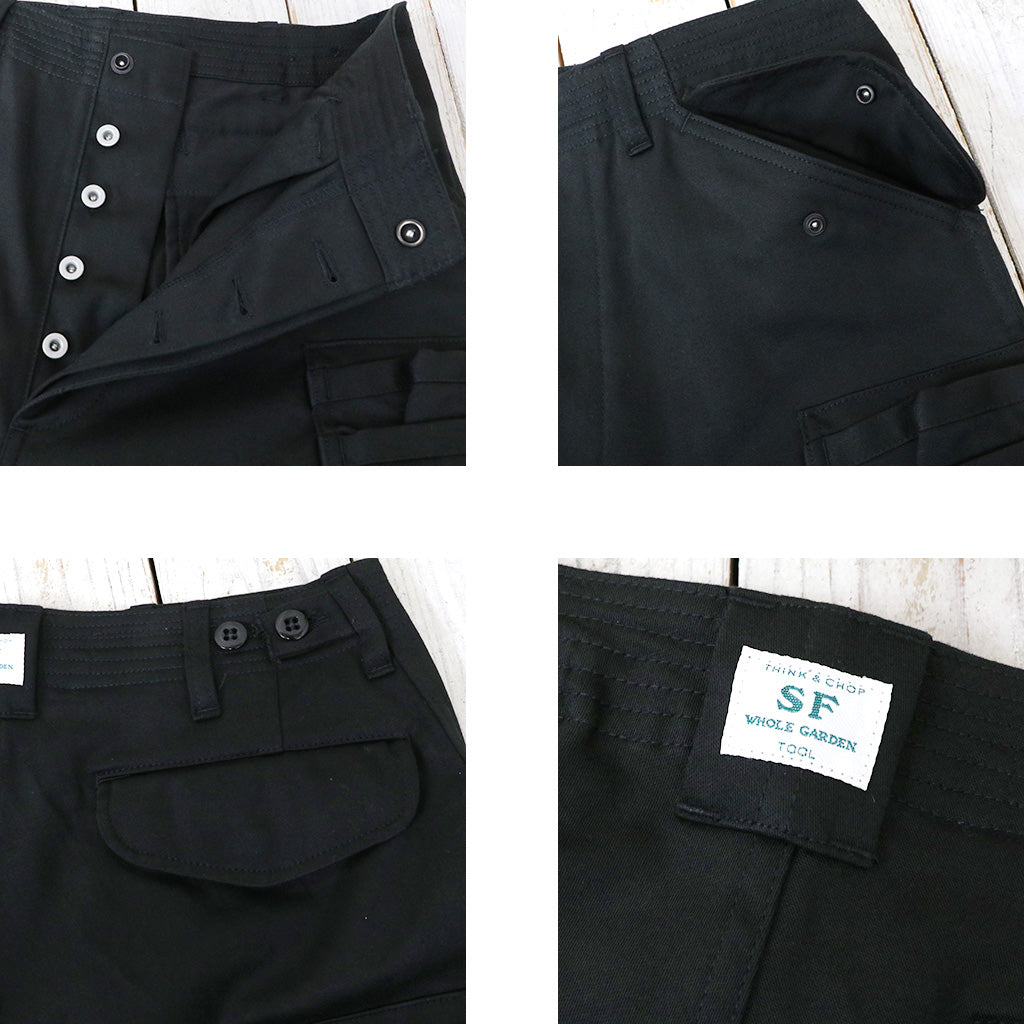 SASSAFRAS『OVERGROWN PANTS(MILITARY SATIN)』(BLACK)