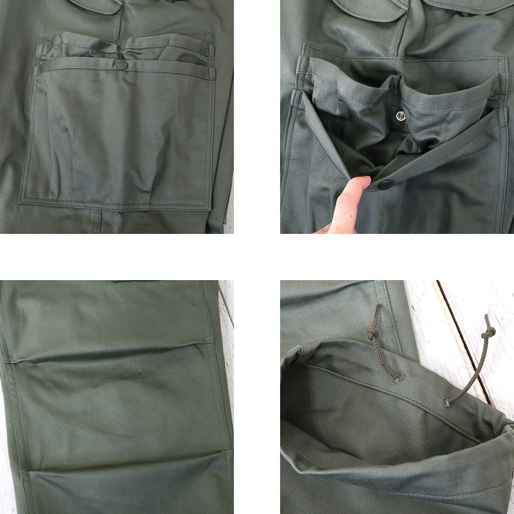 SASSAFRAS『OVERGROWN PANTS(MILITARY SATIN)』(OLIVE)