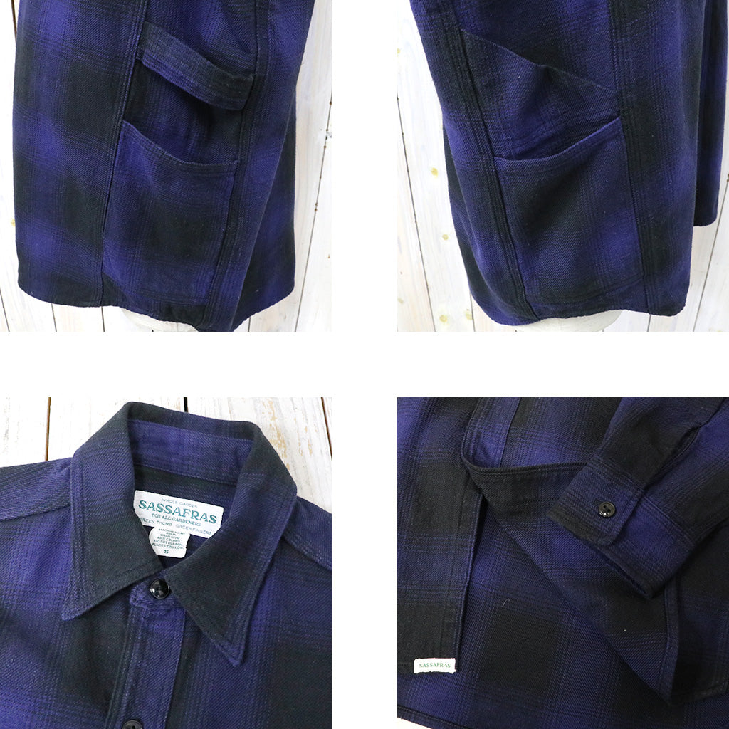 SASSAFRAS『GARDENER SHIRT(OMBRE CHECK)』(BLUE)