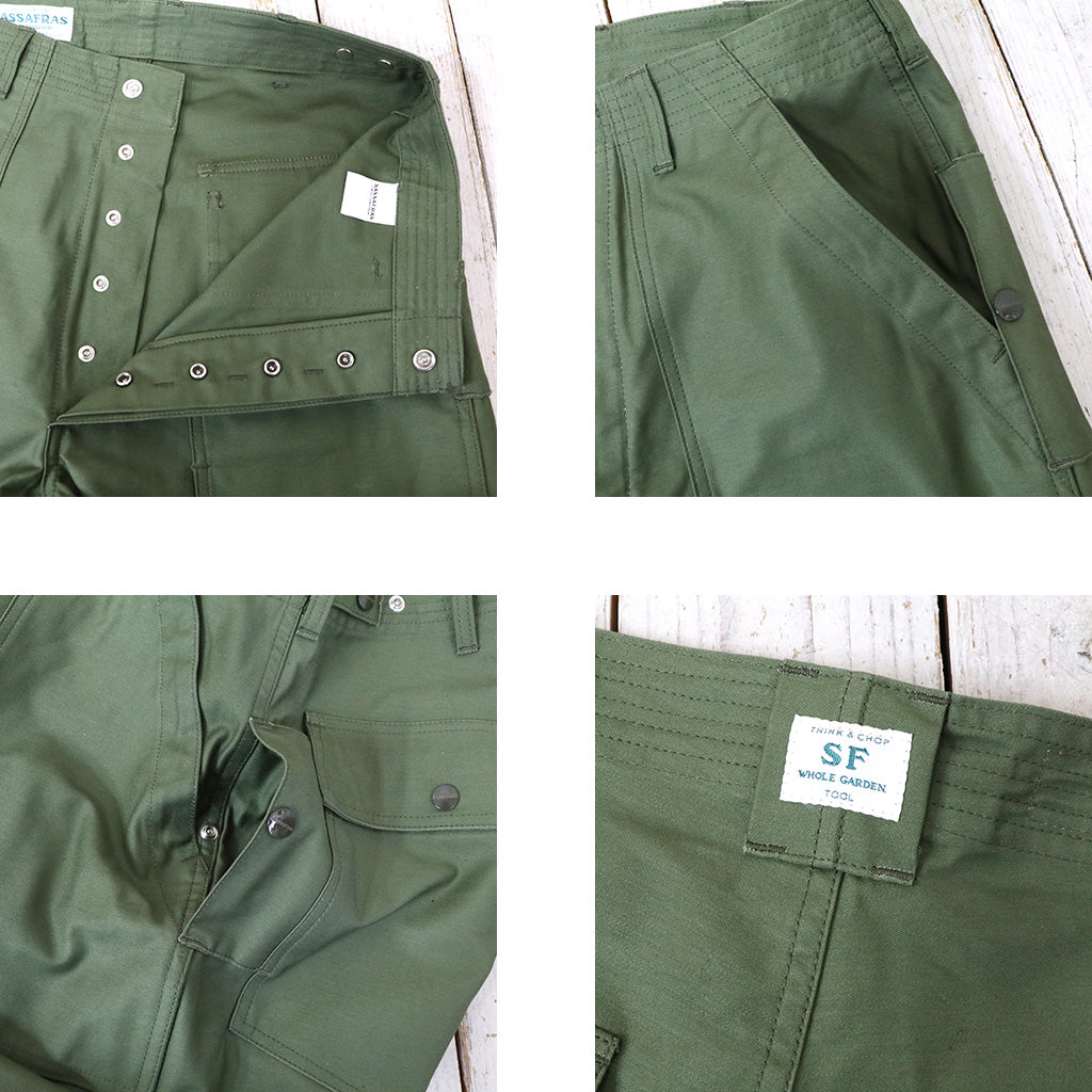 SASSAFRAS『F.S. CULTIVATOR PANTS(BACK SATIN)』(OLIVE)