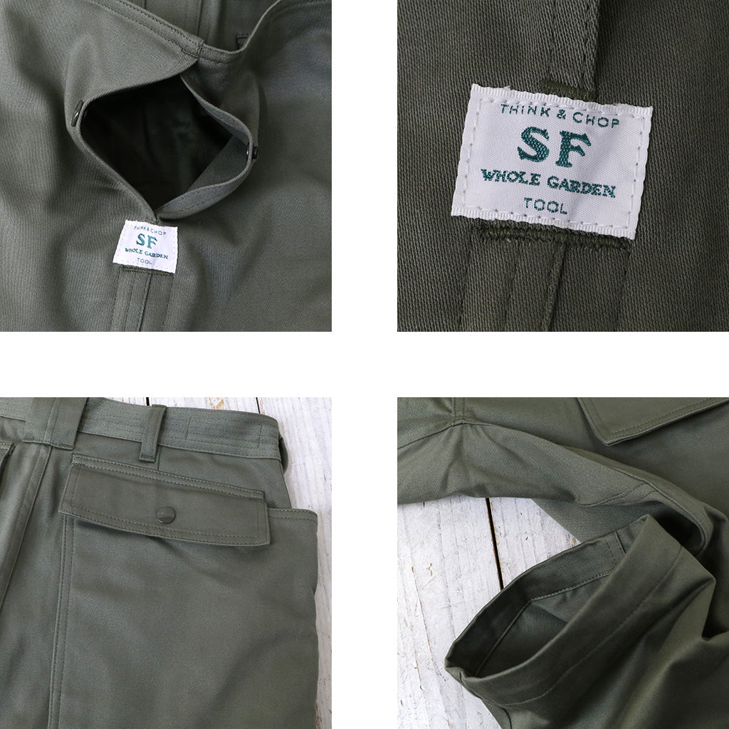 SASSAFRAS『CULTIVATOR PANTS(MILITARY SATIN)』(OLIVE)