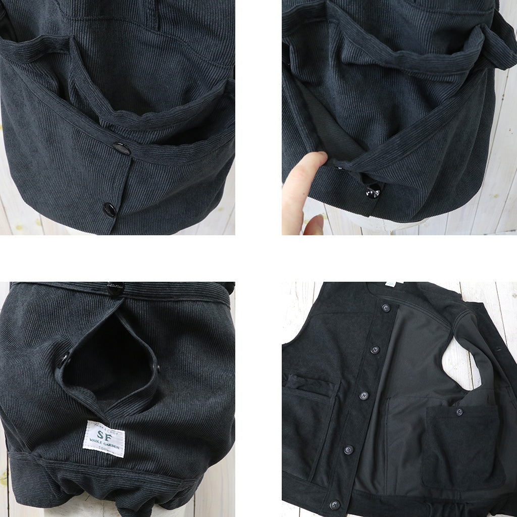 SASSAFRAS『OVERGROWN HIKER VEST(ACTIVE CORDUROY)』(BLACK)