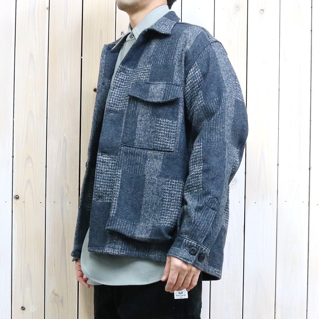 SASSAFRAS『DIGS CREW HALF(COTTON TWEED PATCH CHECK)』(CHARCOAL)