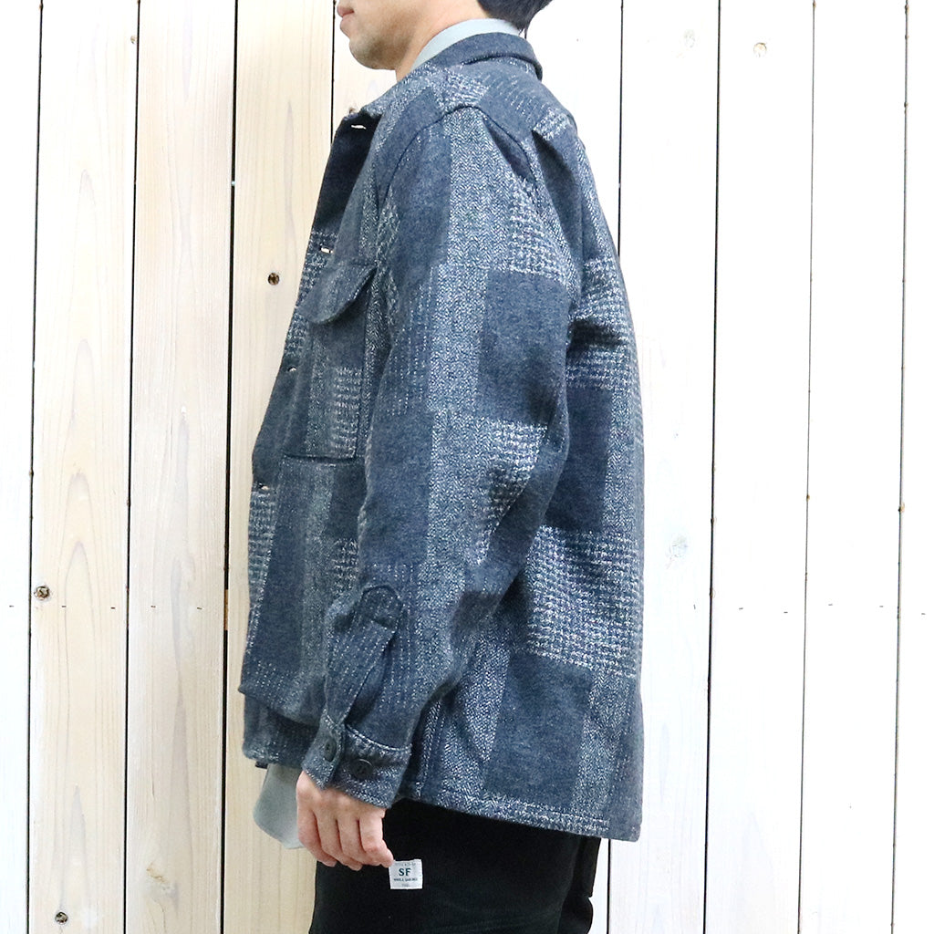 SASSAFRAS『DIGS CREW HALF(COTTON TWEED PATCH CHECK)』(CHARCOAL)