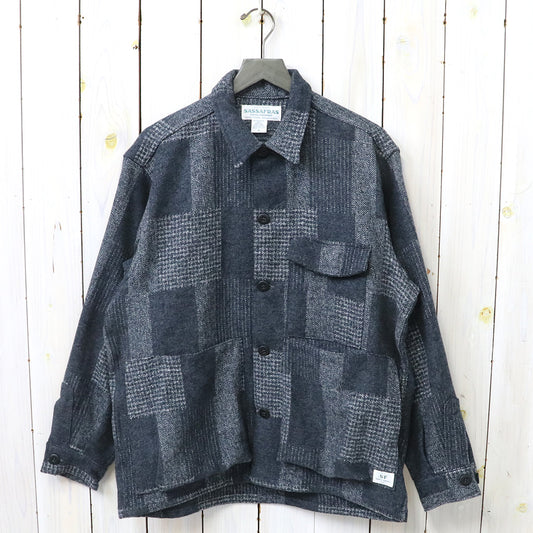 SASSAFRAS『DIGS CREW HALF(COTTON TWEED PATCH CHECK)』(CHARCOAL)