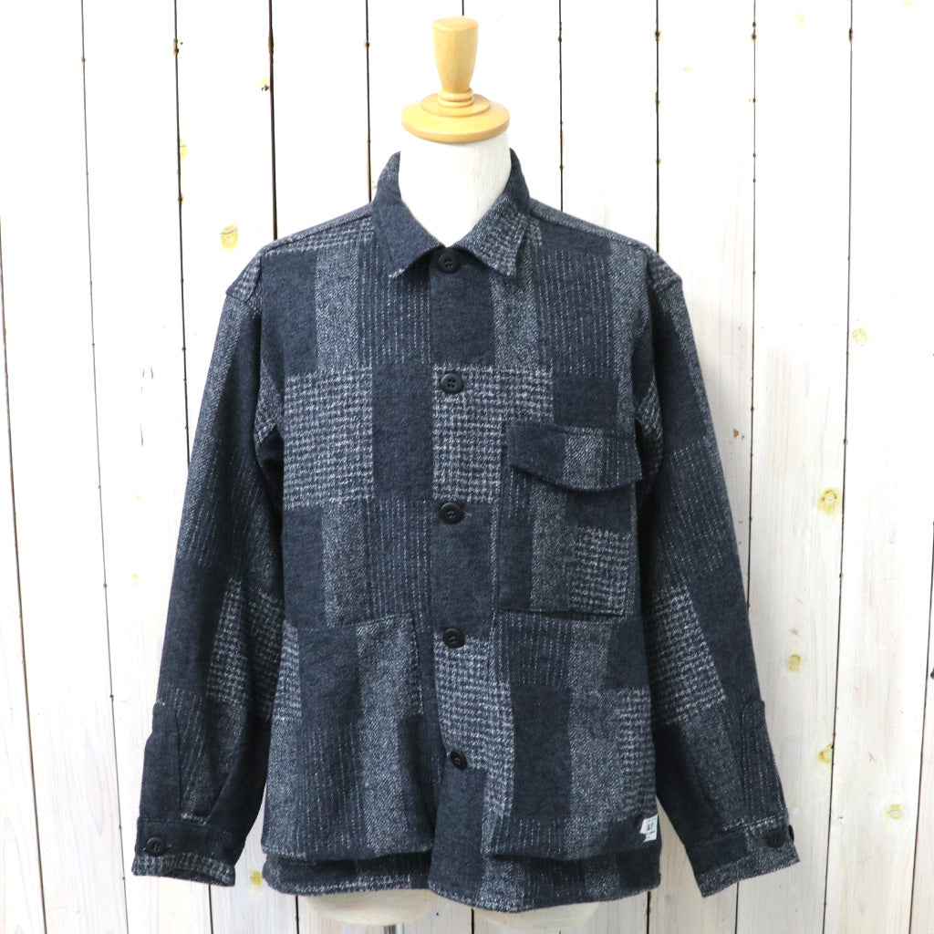 SASSAFRAS『DIGS CREW HALF(COTTON TWEED PATCH CHECK)』(CHARCOAL)