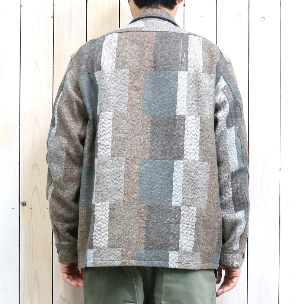 SASSAFRAS『DIGS CREW HALF(COTTON TWEED PATCH CHECK)』(BEIGE/BROWN)