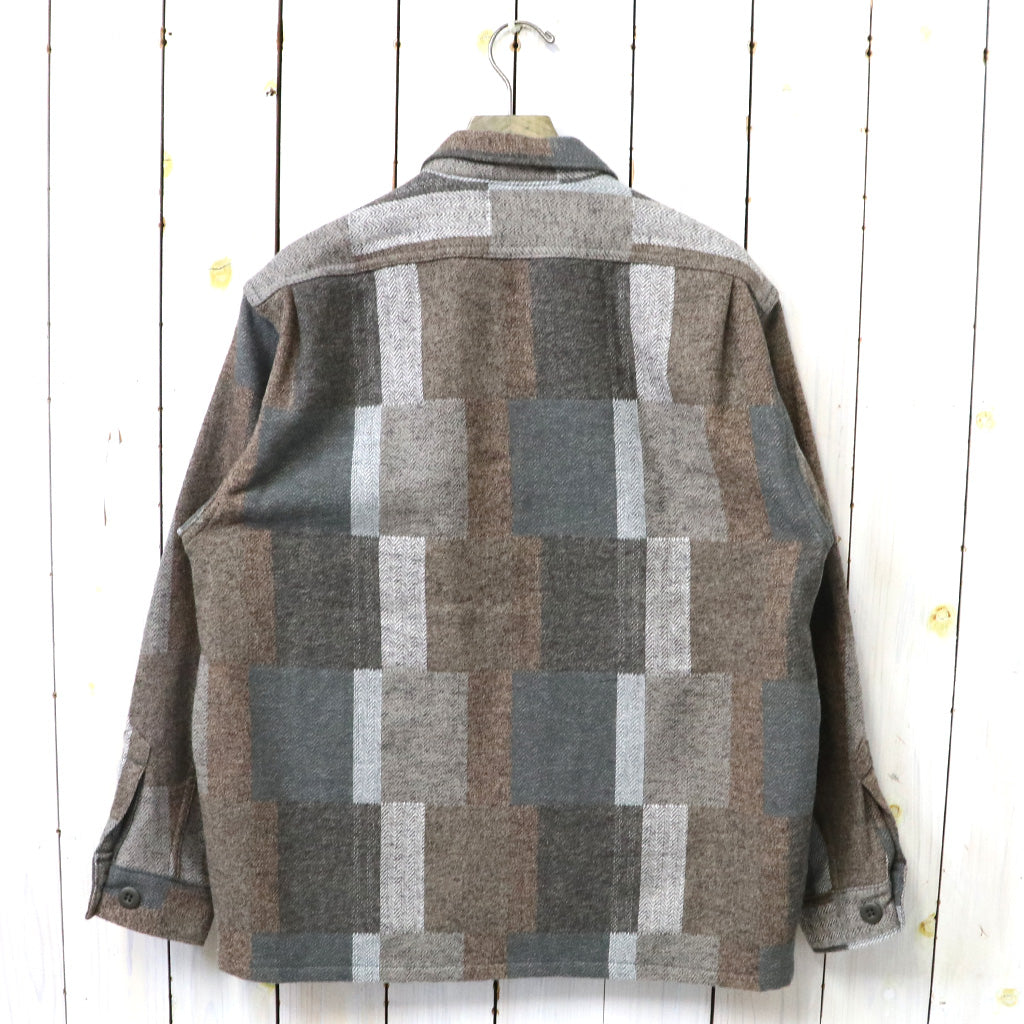 SASSAFRAS『DIGS CREW HALF(COTTON TWEED PATCH CHECK)』(BEIGE/BROWN)