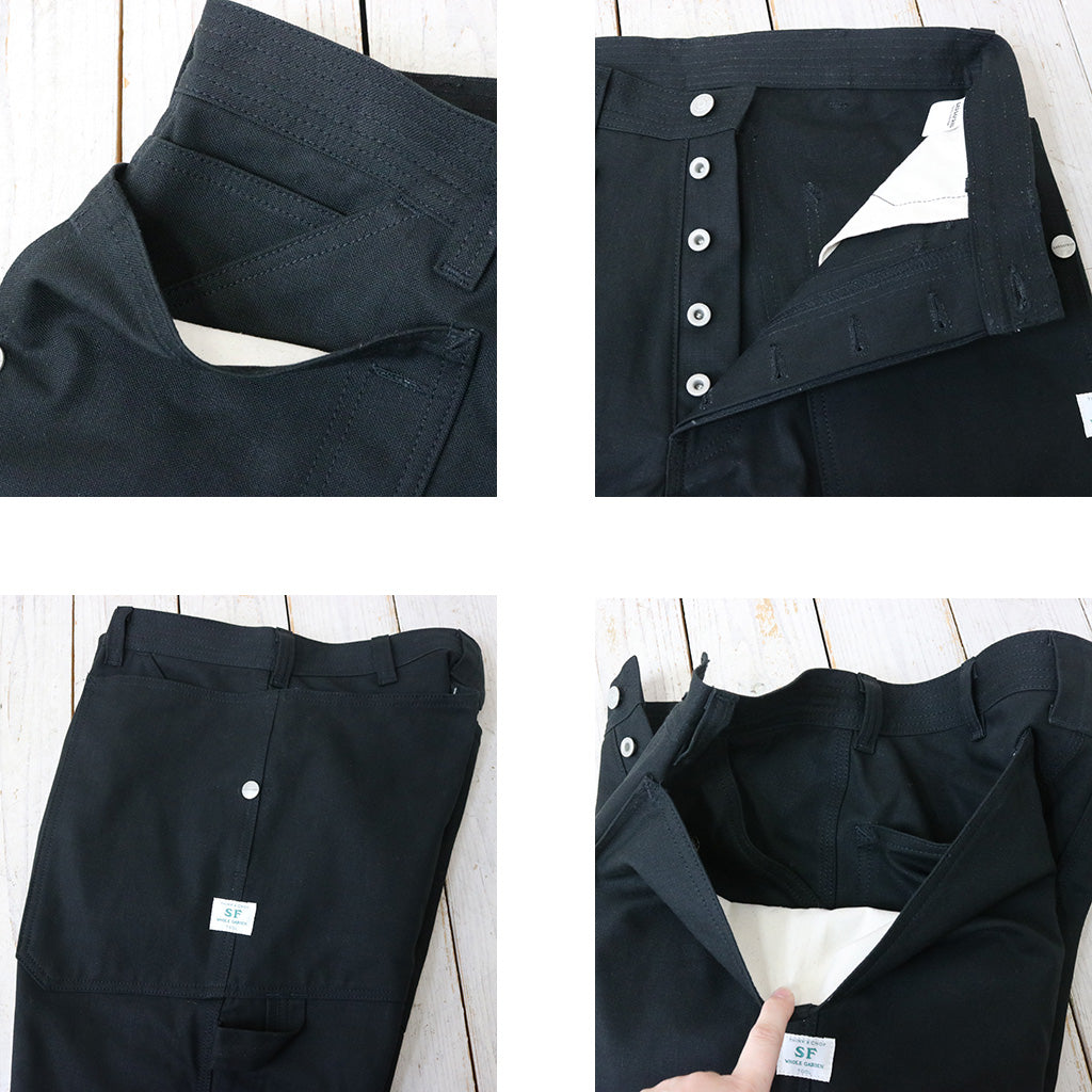 SASSAFRAS『FALL LEAF GARDENER PANTS(SELVAGE DUCK)』(BLACK)