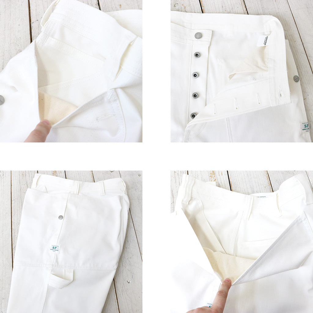 SASSAFRAS : FALL LEAF GARDENER PANTS(SELVAGE DUCK) (OFF WHITE)