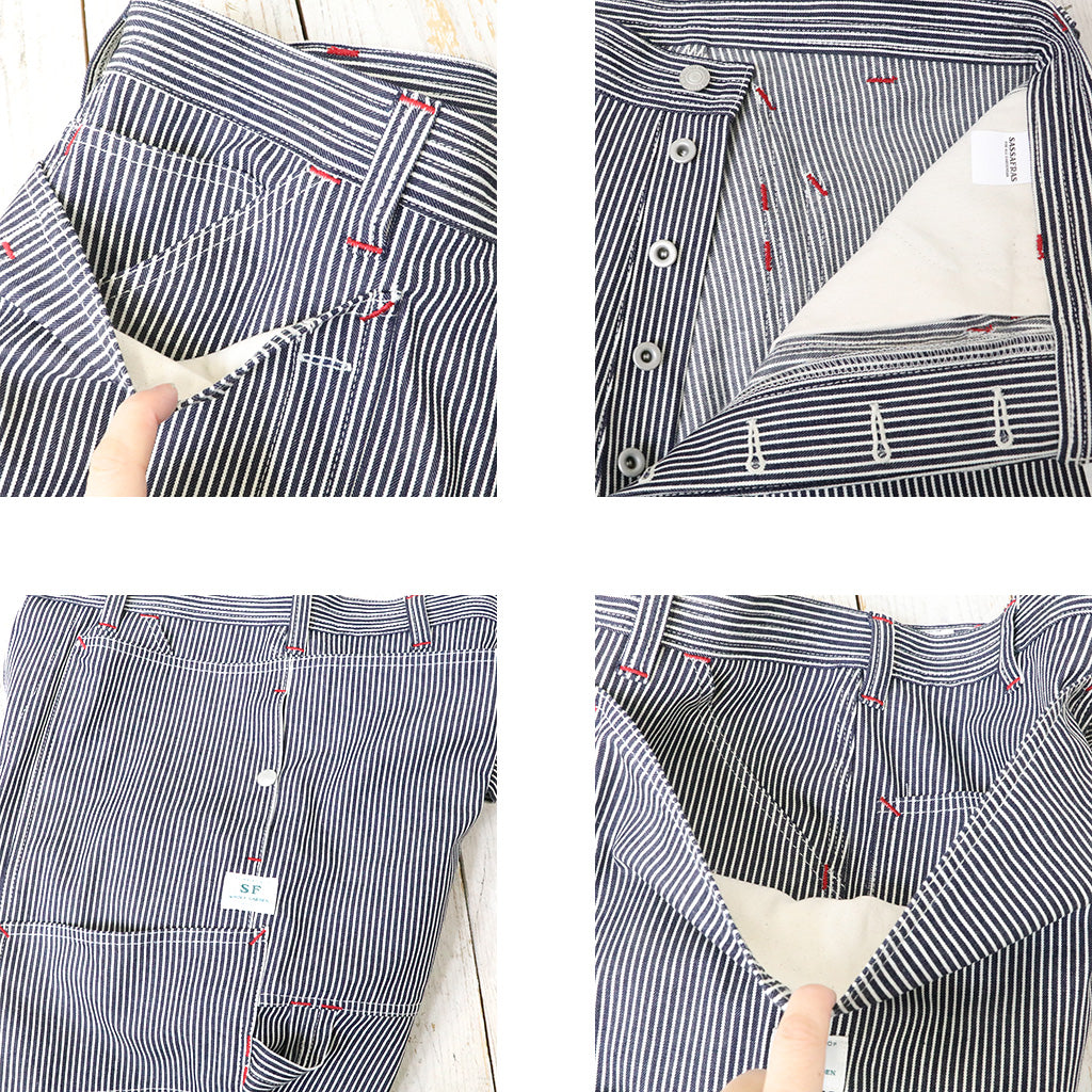 SASSAFRAS : FALL LEAF TOUGH PANTS(8oz INDIGO HICKORY) (WHITE/INDIGO)