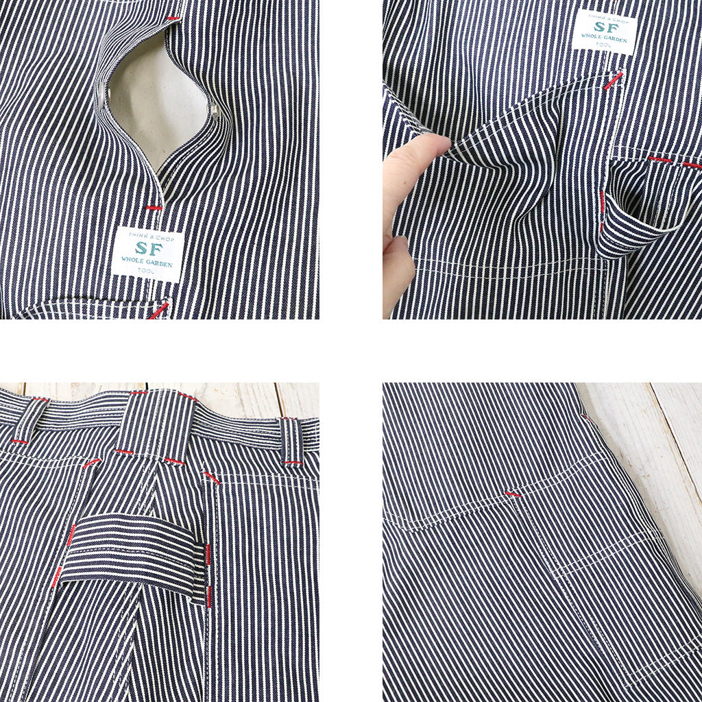 SASSAFRAS : FALL LEAF TOUGH PANTS(8oz INDIGO HICKORY) (WHITE/INDIGO)
